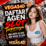 Banner VEGAS4D menampilkan promosi minimal deposit dan visual karakter wanita